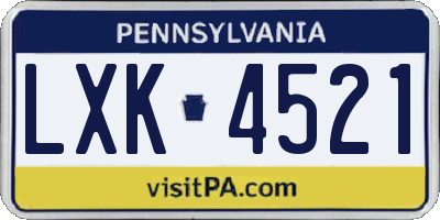 PA license plate LXK4521