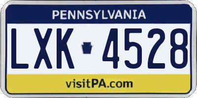 PA license plate LXK4528
