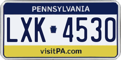 PA license plate LXK4530