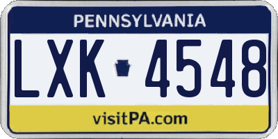 PA license plate LXK4548