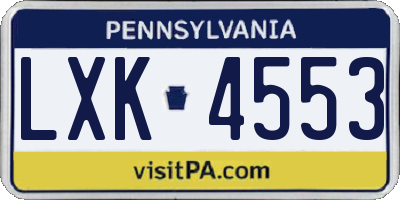 PA license plate LXK4553