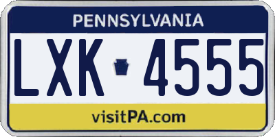 PA license plate LXK4555