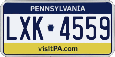 PA license plate LXK4559