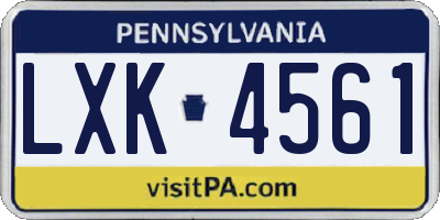 PA license plate LXK4561