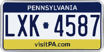PA license plate LXK4587