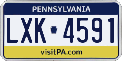 PA license plate LXK4591