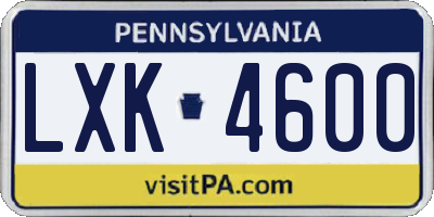 PA license plate LXK4600