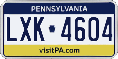 PA license plate LXK4604