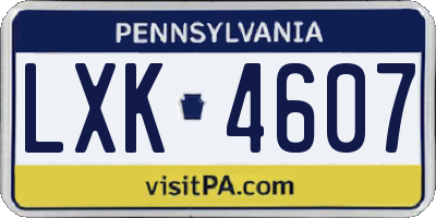 PA license plate LXK4607