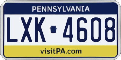 PA license plate LXK4608