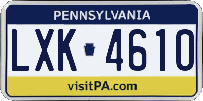 PA license plate LXK4610