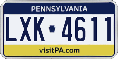 PA license plate LXK4611