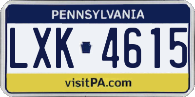 PA license plate LXK4615