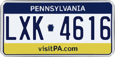 PA license plate LXK4616