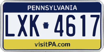 PA license plate LXK4617