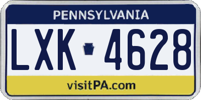 PA license plate LXK4628