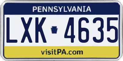 PA license plate LXK4635