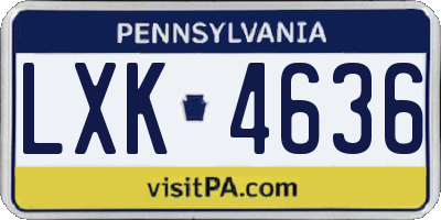 PA license plate LXK4636