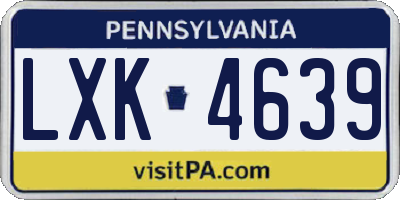 PA license plate LXK4639