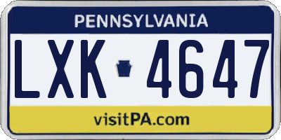 PA license plate LXK4647