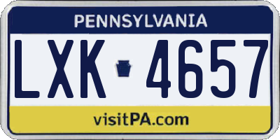 PA license plate LXK4657
