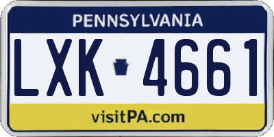 PA license plate LXK4661