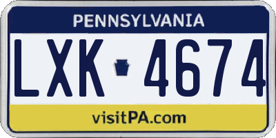 PA license plate LXK4674