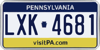 PA license plate LXK4681