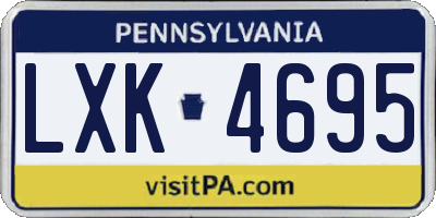 PA license plate LXK4695