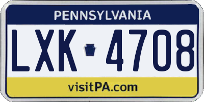 PA license plate LXK4708