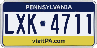 PA license plate LXK4711