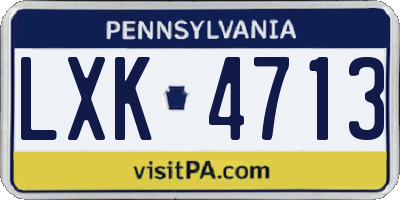 PA license plate LXK4713