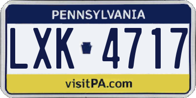 PA license plate LXK4717
