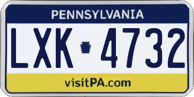 PA license plate LXK4732