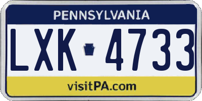 PA license plate LXK4733