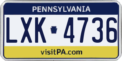 PA license plate LXK4736