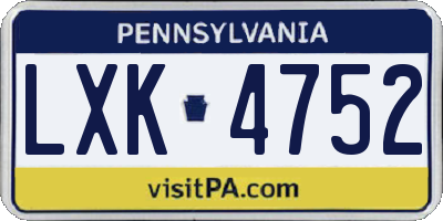 PA license plate LXK4752