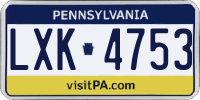 PA license plate LXK4753