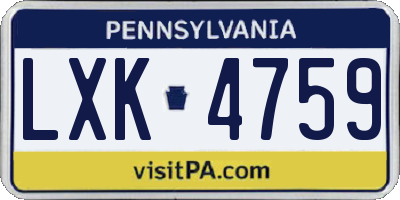 PA license plate LXK4759