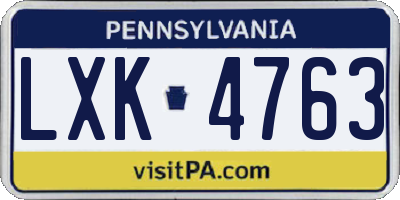 PA license plate LXK4763