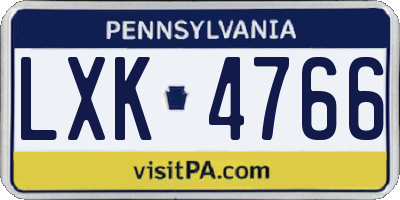 PA license plate LXK4766