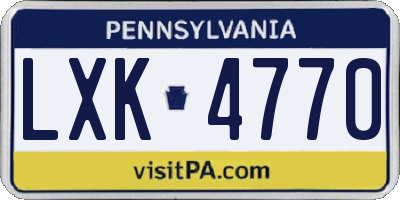 PA license plate LXK4770