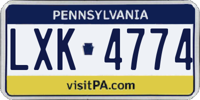 PA license plate LXK4774