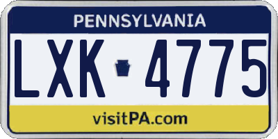 PA license plate LXK4775