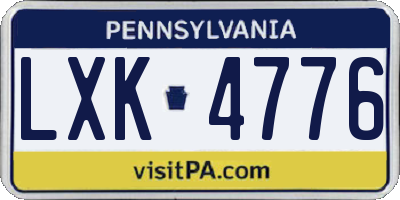 PA license plate LXK4776