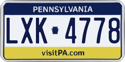 PA license plate LXK4778