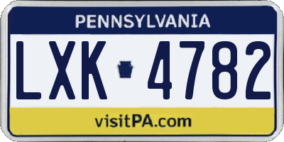 PA license plate LXK4782
