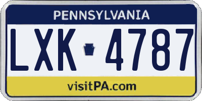 PA license plate LXK4787