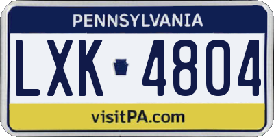PA license plate LXK4804