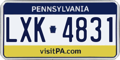 PA license plate LXK4831